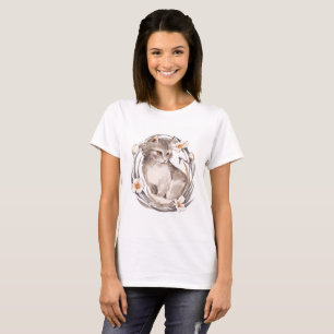 Cat 1. Grey fluffy kitten and flowers T-Shirt