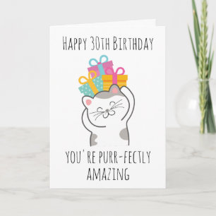 cat 30th birthday card
