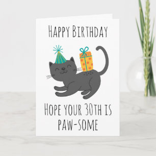 cat 30th birthday card