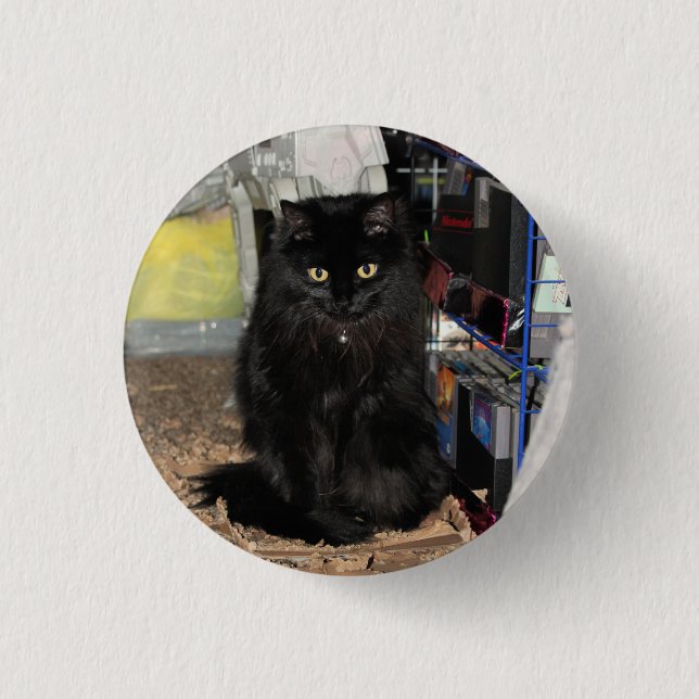 Cat    3 cm round badge (Front)