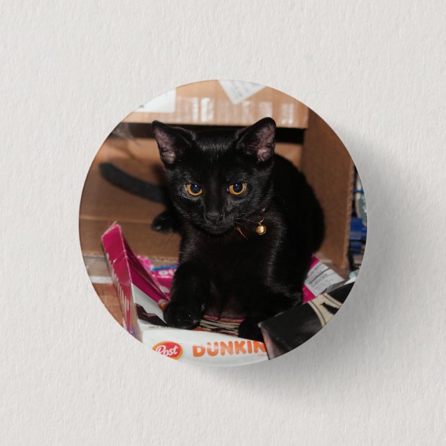 Cat   3 cm round badge (Front)