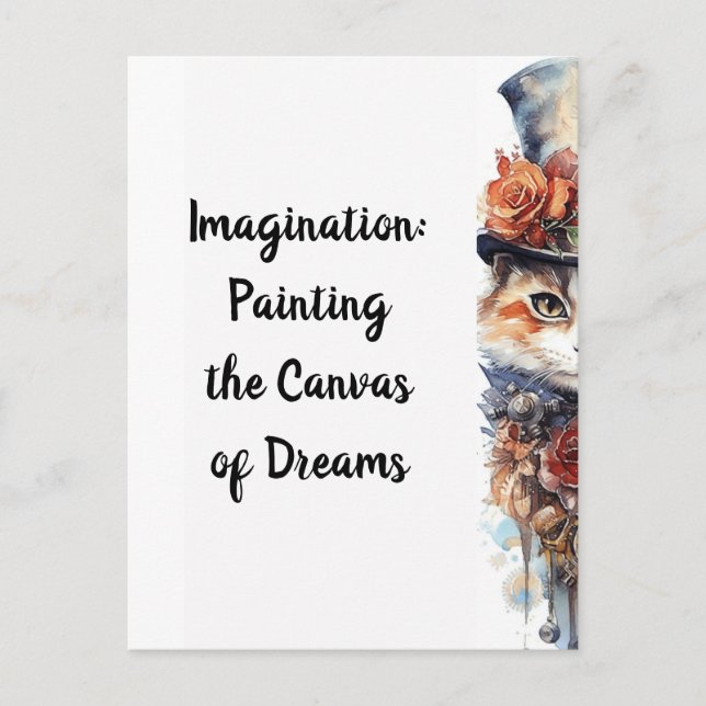 Cat 3 Kitten with roses watercolor Postcard (Front)
