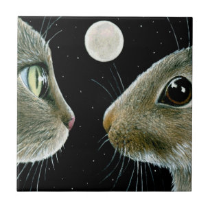 Cat 413 Rabbit Moon Tile