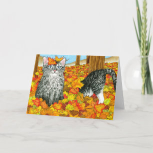 Cat 441 Fall Autumn funny Greeting Card