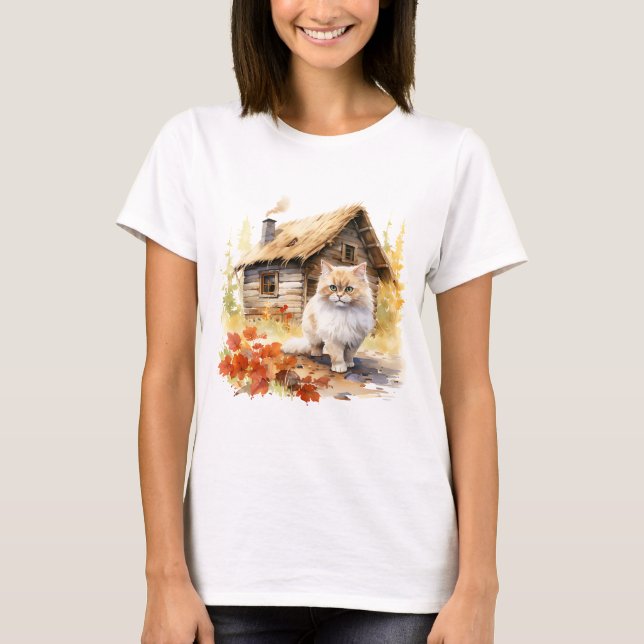 Cat 4 in Fall T-Shirt (Front)