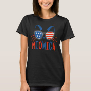 Cat 4th July Meowica Usa American Flag Independenc T-Shirt