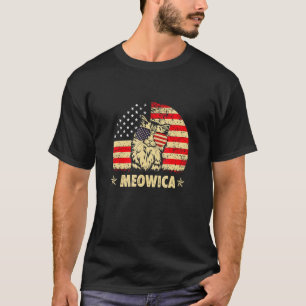 Cat 4th Of July American Flag Meowica T-Shirt