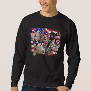 Cat 4th Of July American Flag Patriotic Cat Lover  Sweatshirt