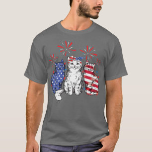 Cat 4th Of July American Flag Patriotic Funny Cat T-Shirt