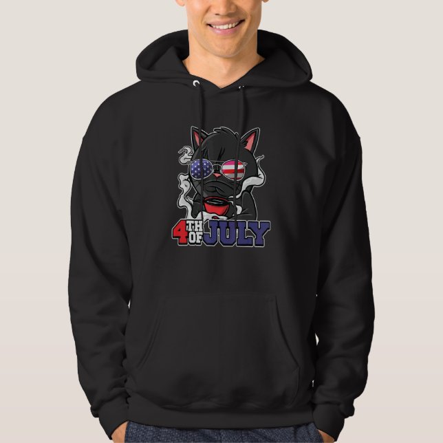 Cat 4th Of July Coffee Meowica Usa American Flag M Hoodie (Front)