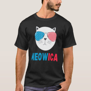   Cat 4th Of July Costume 2022 Meowica Men Women K T-Shirt