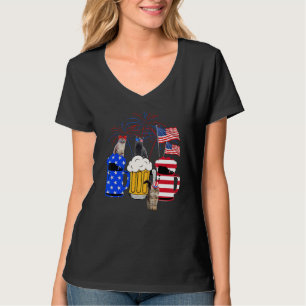 Cat 4th Of July Costumes Red White Blue Beer Glass T-Shirt