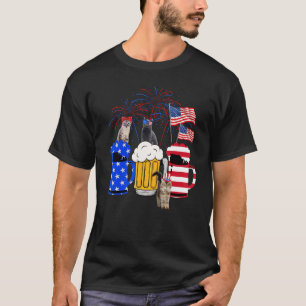 Cat 4th Of July Costumes Red White Blue Beer Glass T-Shirt