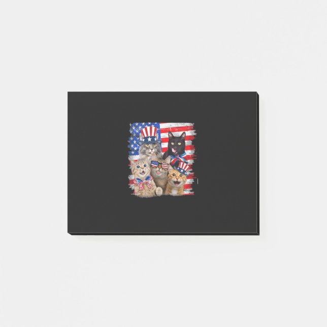 Cat 4th Of July Freedom American Flag Sunglasses Post-it Notes (Front)