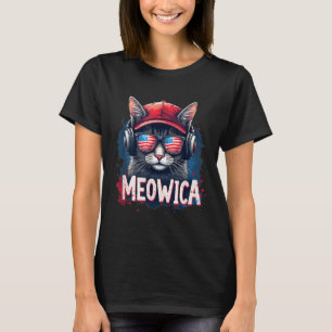 Cat 4th Of July Meowica Girls Boys American Flag S T-Shirt
