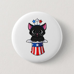 Cat 4th Of July Meowica Kitten American Patriotic 6 Cm Round Badge