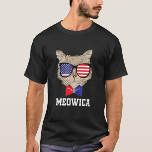 Cat 4Th Of July Meowica Merica American Flag Kitty T-Shirt