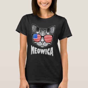 Cat 4th Of July Meowica Merica Kitty Usa American  T-Shirt