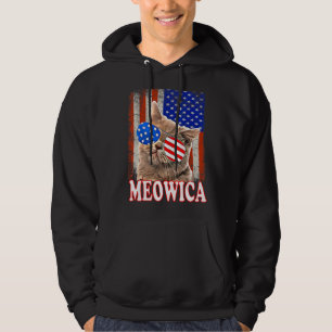Cat 4th Of July Meowica Merica Usa American Flag M Hoodie