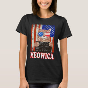 Cat 4th of July Meowica Merica USA American Flag M T-Shirt