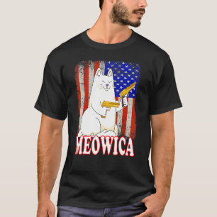 Cat 4th Of July Meowica Merica Usa American Flag M T-Shirt