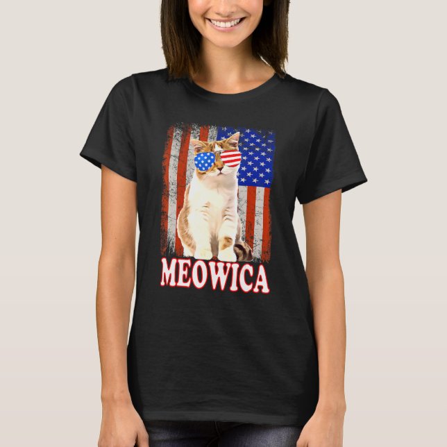 Cat 4th Of July Meowica Merica Usa American Flag M T-Shirt (Front)