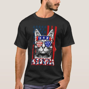 Cat 4th Of July  Meowica Merica Usa American Flag T-Shirt