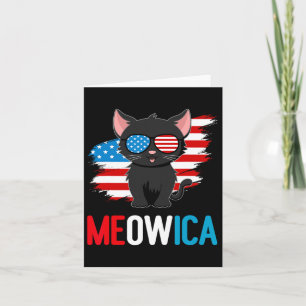 Cat 4th Of July Meowica Patriotic Kitten American  Card