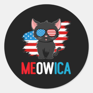 Cat 4th Of July Meowica Patriotic Kitten American Classic Round Sticker