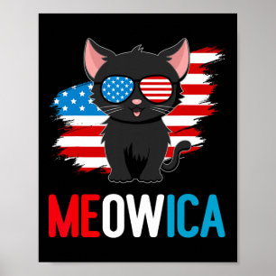 Cat 4th Of July Meowica Patriotic Kitten American Poster