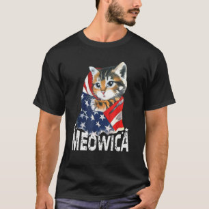 Cat 4th Of July Meowica Patriotic Kitten American  T-Shirt