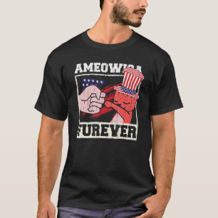 Cat 4th Of July Meowica Usa American Flag Ameowica T-Shirt
