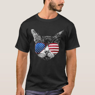 Cat 4th Of July USA American Flag Patriotic Women T-Shirt