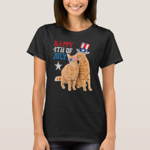 Cat 4th of July USA Flag Family Matching Couples F T-Shirt