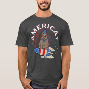 Cat 4th of July  Women CatLover American Flag Cat  T-Shirt