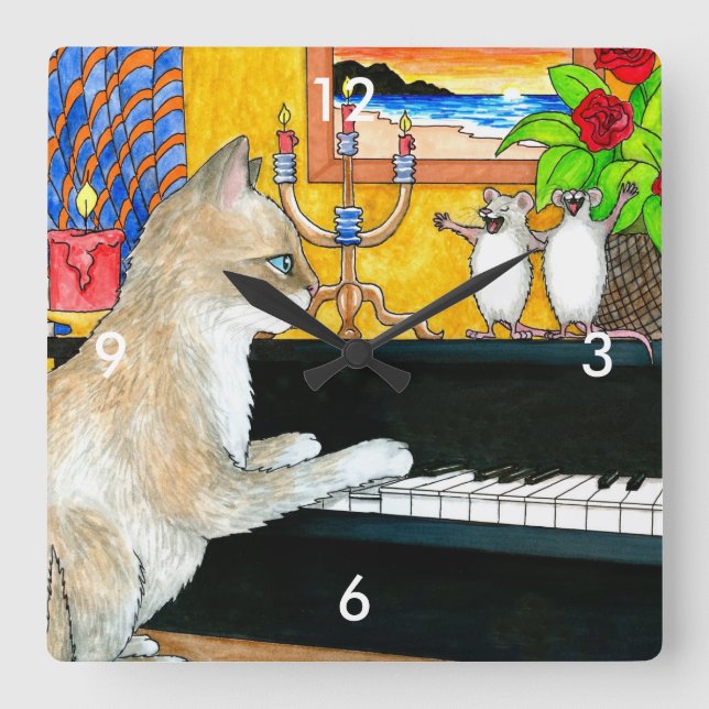 Cat 506 square wall clock (Front)