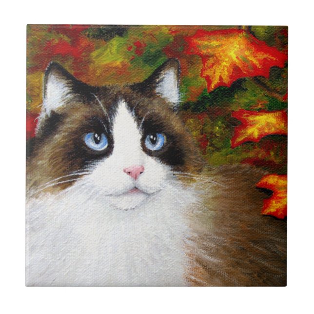Cat 566 Fall Autumn Tile (Front)