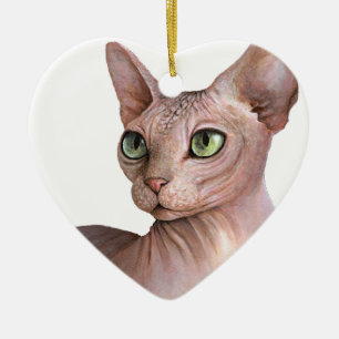 Cat 578 Sphynx white background Ceramic Tree Decoration