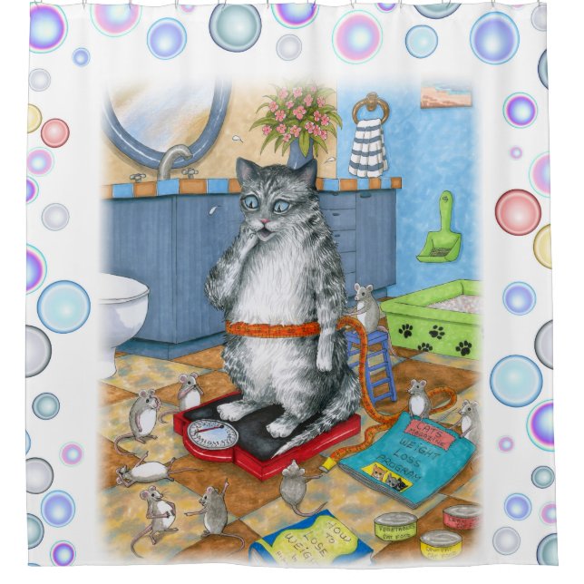 Cat 579 Funny cat Shower Curtain (Front)