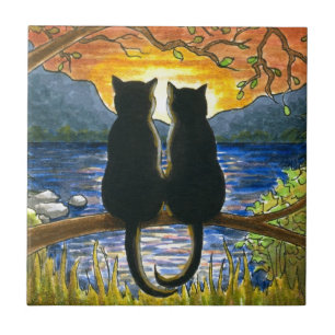 Cat 582 black cats tile