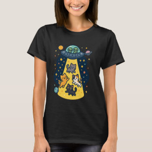 Cat Abducted by Aliens Funny The Cat Journey into  T-Shirt