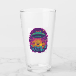 Cat Abduction Squad � Funny Alien Kitty Sci-Fi Glass