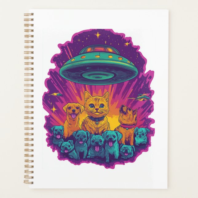 Cat Abduction Squad � Funny Alien Kitty Sci-Fi Planner (Front)