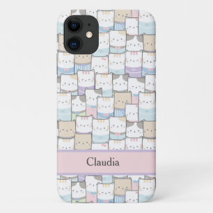 Cat Abstract Your Name Purple Pink Cute Case-Mate iPhone Case