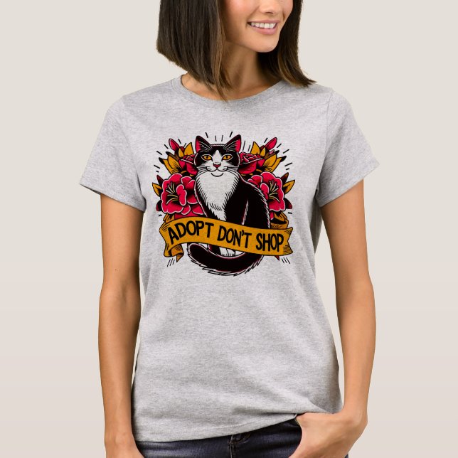 Cat Adopt Don’t Shop T-Shirt (Front)