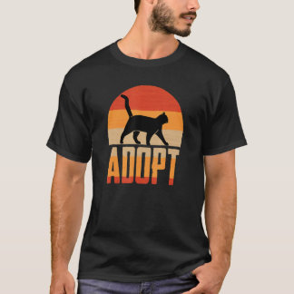 Cat Adoption Retro And Vintage Sunset Animal Rescu T-Shirt