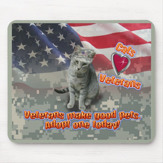 Cat Adopts Veteran for Lifelong Friend Mouse Pad (Front)