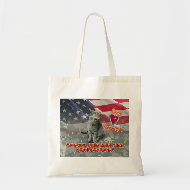 Cat Adopts Veteran for Lifelong Friend Tote Bag (Front)