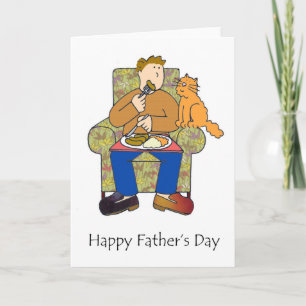 Cat after food, happy father's day. card
