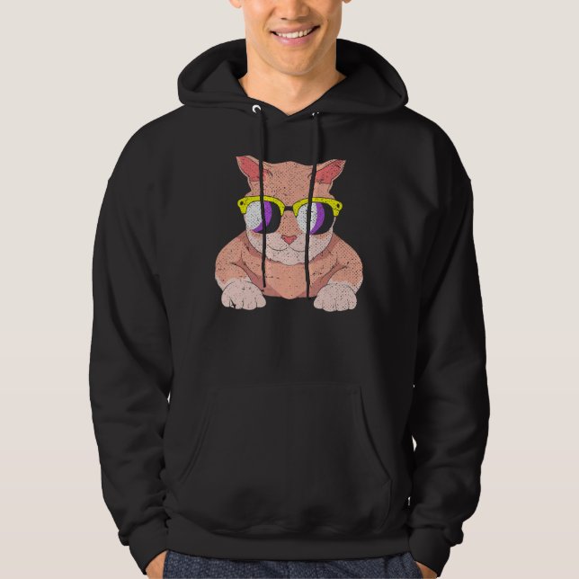 Cat Agender Lgbt Nonbinary Flag Cool Sunglasses No Hoodie (Front)